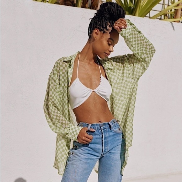 NWT RESA Monica Sheer Chiffon Blouse Long Sleeve Button Down Shirt Hendrix M/L - Picture 2 of 15